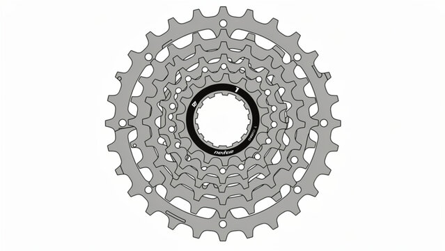 Close-up of bicycle gear with detailed cogs and metallic finish for transportation use