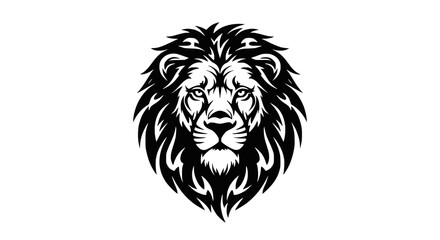 Obraz premium Majestic Lion Head Silhouette, Fierce King of Beasts, Bold Tribal Tattoo Design
