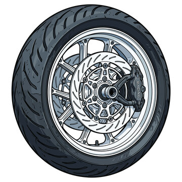 Realistische racing motorcycle tires Vector Illustration | Rennmotorradreifen f&uuml;r T-Shirt-Design