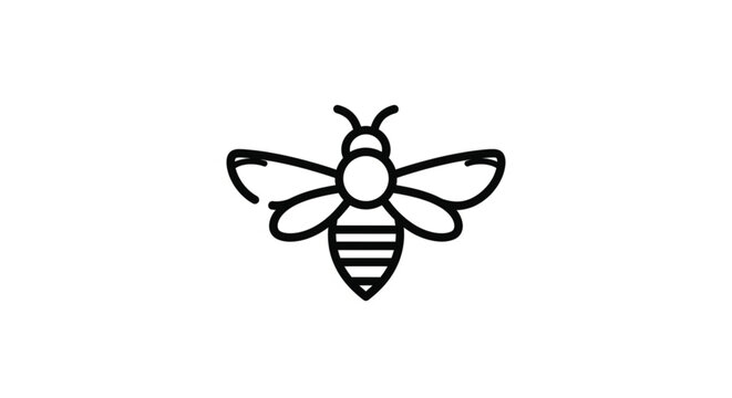 Black and white bee insect drawing.