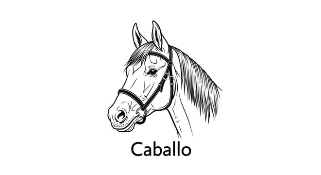Black and white horse head drawing.