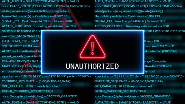 unauthorized, Computer hacking error message warning internet virus of hacker attack, system error or security breach on computer. cyber-attack. Warning on the screen.