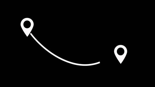 Localization mark by a line, navigation apps, ideal for indicating travel routes, maps, and locationbased services.