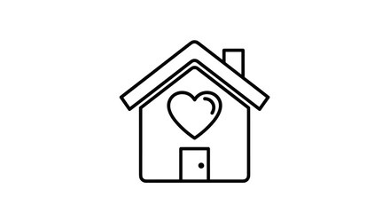 Fototapeta premium Outline of a house with a heart in the center, symbolizing home, family, and love, ideal for real estate or relationship themes
