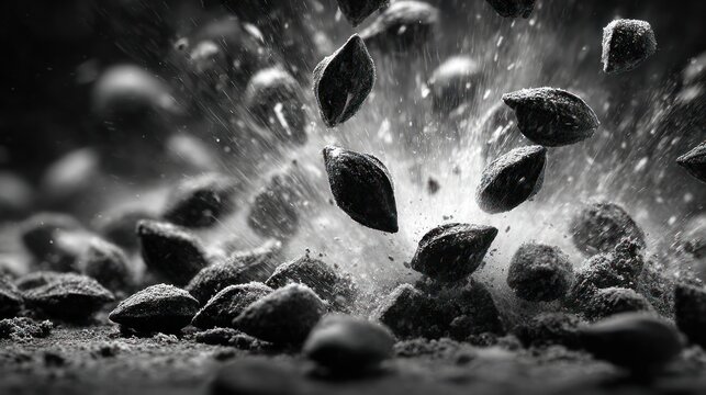 Black seeds exploding