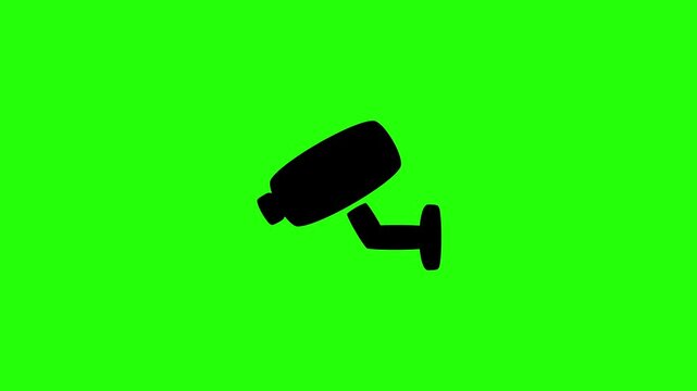 Premium 4K motion graphic of a CCTV surveillance security camera silhouette bouncing into view. Perfect asset for smart home protection video.