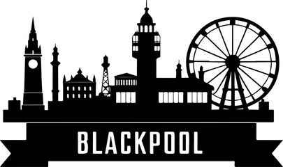 Obraz premium Blackpool skyline horizontal banner vector illustration