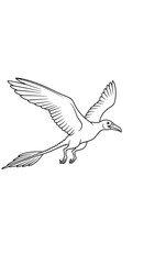 Obraz premium Hand drawn Archaeopteryx prehistoric bird dinosaur flying sketch illustration on white background.