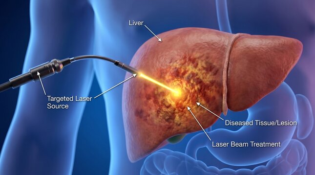 Liver disease treatment with targeted laser source technology