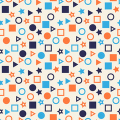 Naklejka premium Elegant light seamless pattern with geometric shapes. Illustration for print, fabric, cover, packaging, interior decor, blog decoration and other your projects.