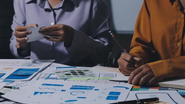 team of UI UX web designer are working together to develop mobile responsive websites with UI UX front end designer previews, UI UX web development ideas, front end designer. application development