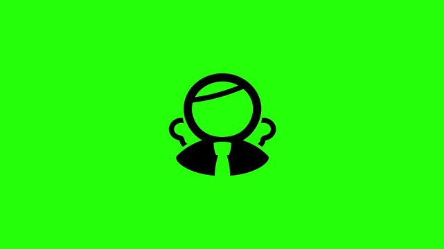 4K resolution video of a professional courtroom judge attorney avatar silhouette bouncing into view. Perfect judicial system legal advice web icon asset.
