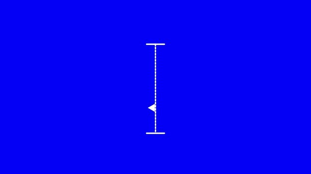 White vertical dotted line measuring height animation, Down to up animation, alpha channel..
