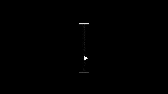 White vertical dotted line measuring height animation, Down to up animation, alpha channel..