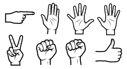 Obraz premium Different Hand Gestures and Signs.