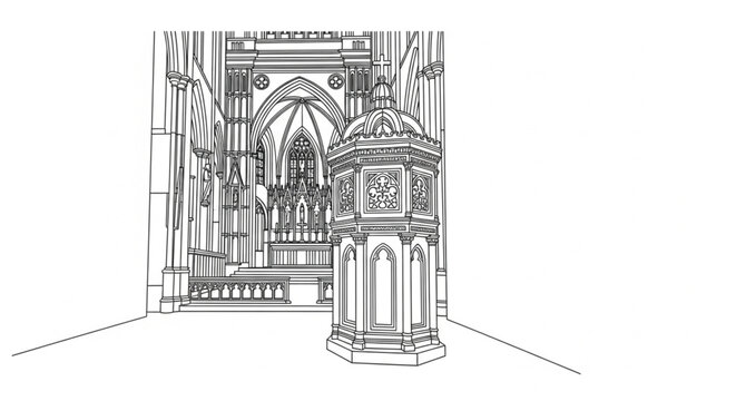 Detailed Architectural Drawing of Cathedral Apse.
