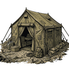 Realistische combat tent Vector Illustration   Kampfzelt für T-Shirt-Design © izules