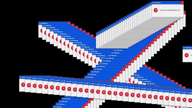 Retro OS Cascading Error Windows and Critical System Malfunction Animation