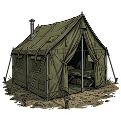 Realistische combat tent Vector Illustration   Kampfzelt für T-Shirt-Design © izules