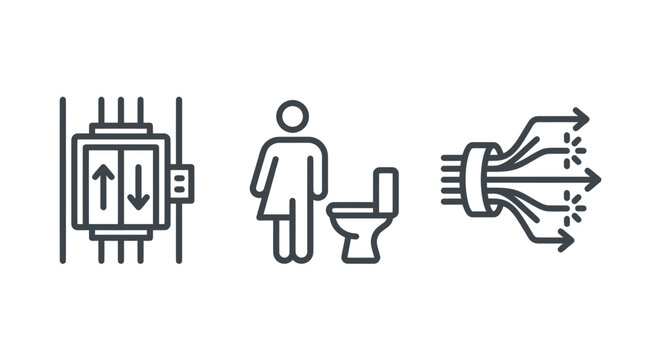 Elevator and Restroom Icon Set
