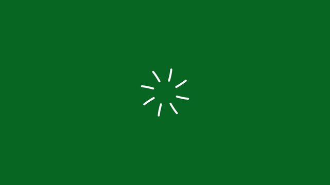 Modern Cartoon Flat Vector Style Circle Burst Animation with Random Fireworks Line Shapes and Ellipse Blast Effect on Green Screen. fireworks, blast, boom, circle, explosion, glittering.4k