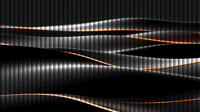 Abstract black and white fractal wave background with glowing energy lines, colorful rainbow light patterns and digital vector art design