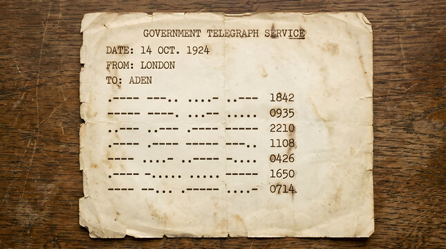 Vintage telegram from london to aden dated october 14 1924