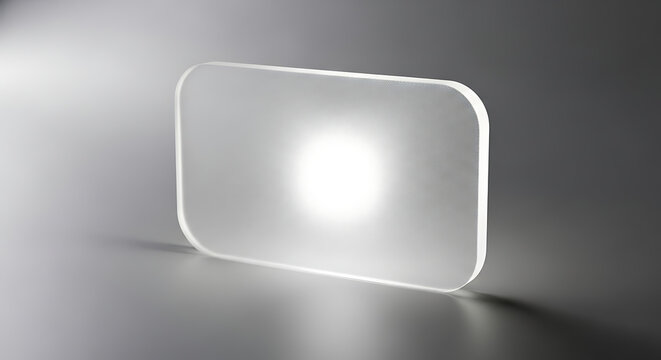 Clear acrylic sheet with rounded edges studio lighting and grey background