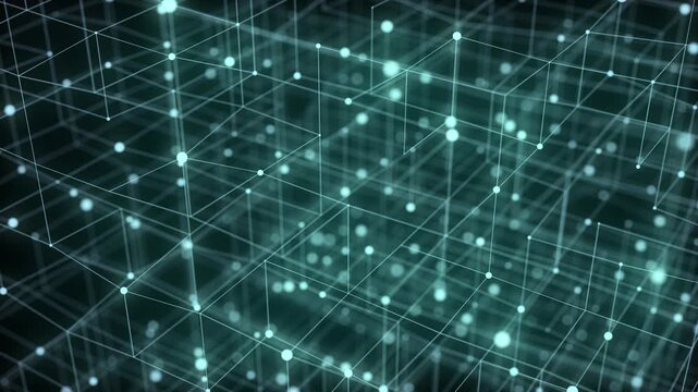 Cyber network connection structure in the form of a cube. Technology connect big data. Science background. Abstract geometric 3D objects. 3D rendering.