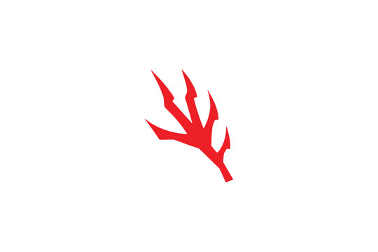 Red dragon claw mark vector illustration on white background sharp jagged talons beast silhouette predator scratch symbol fantasy monster icon.