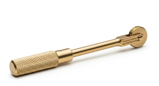 Brass tracing wheel tool for leatherworking isolated on white background