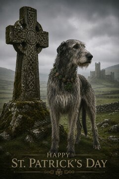 happy st patricks day dog with a cross