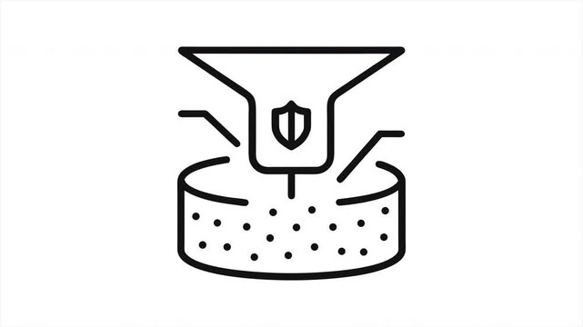 Line Drawing Animation of Shield in Lab Beaker with Protection Concept