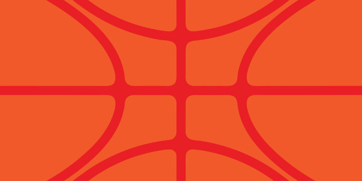 Abstract Basketball Line Background, Orange Graphic Pattern with Red Ball Outlines.