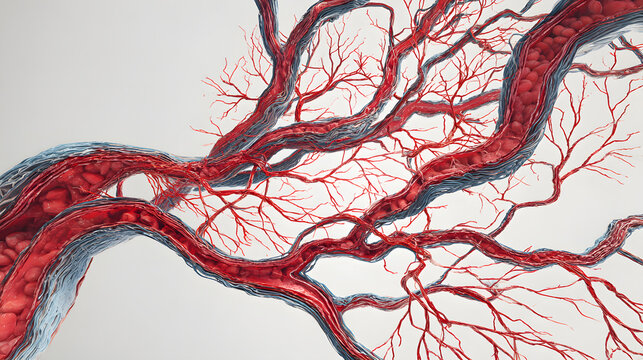 Constricted blood vessels under stress medical circulation concept