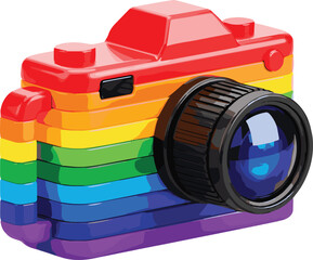 Colorful rainbow lego camera toy © Moureen