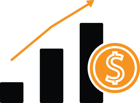glyph Icon of stock chart, symbolizing investment growth, trading, and financial analysis in modern business 