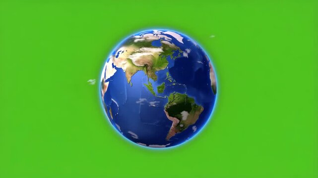 A detailed 3d illustration of the earth with a green background