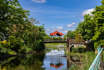 Pomeranian Voivodeship, the Tuga River flowing through Nowy Dwór Gdański. © Leszek