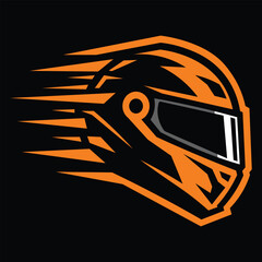 Obraz premium Fast racing helmet vector icon with speed lines for motorsport logo