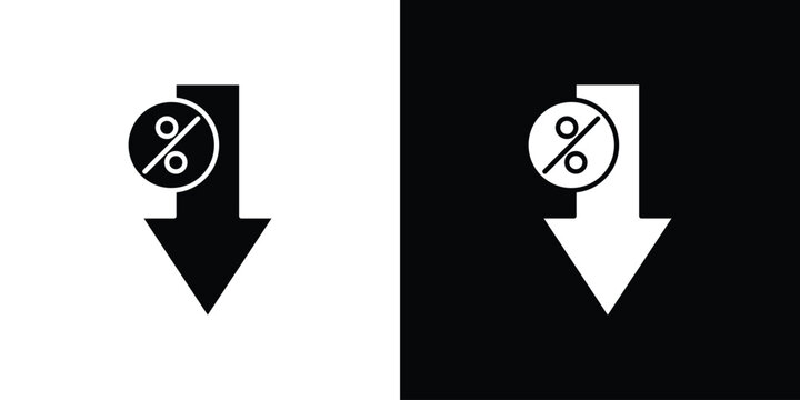 Percent down icon clipart for apps and web
