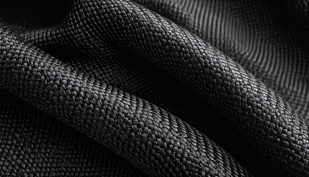Sporty matte woven carbon fiber texture background in dark graphite black