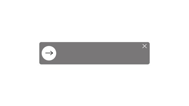 minimal popup message box animation with interactive arrow button.