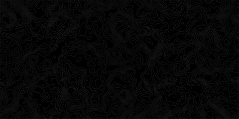 Abstract Topographic Contour Map Pattern With Seamless Black and White Terrain Lines for Backgrounds. © MDRobin