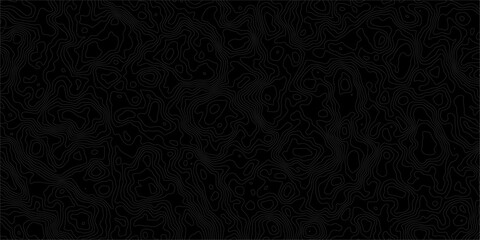 Abstract Topographic Contour Map Pattern With Seamless Black and White Terrain Lines for Backgrounds. © MDRobin