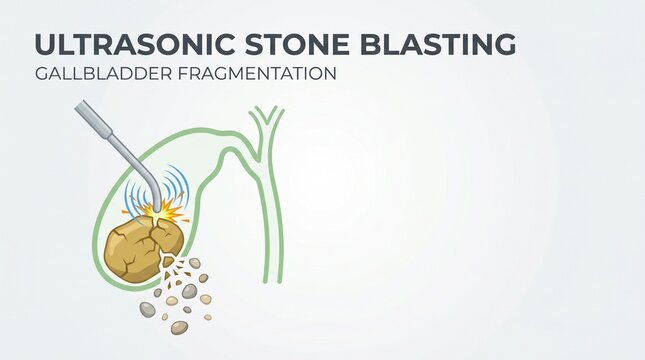 Medical Illustration of Gallbladder Stone Fragmentation and Lithotripsy
