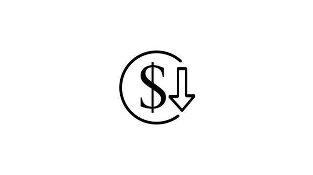 Business concept growth arrow with dollar sign animation. Money increases icon