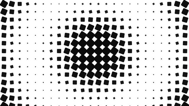 Abstract Halftone Pattern Background Animation, Black Squares on White, Gradient Effect