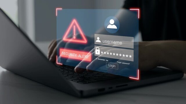 Cyber attack targeting online account authentication login security.Hacker attempting unauthorized access to personal data password breach,phishing,encryption vulnerability and digital network.