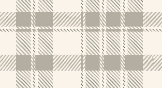 Seamless light beige plaid pattern with diagonal lines and subtle texture is suitable for fabric and textile backgrounds.
